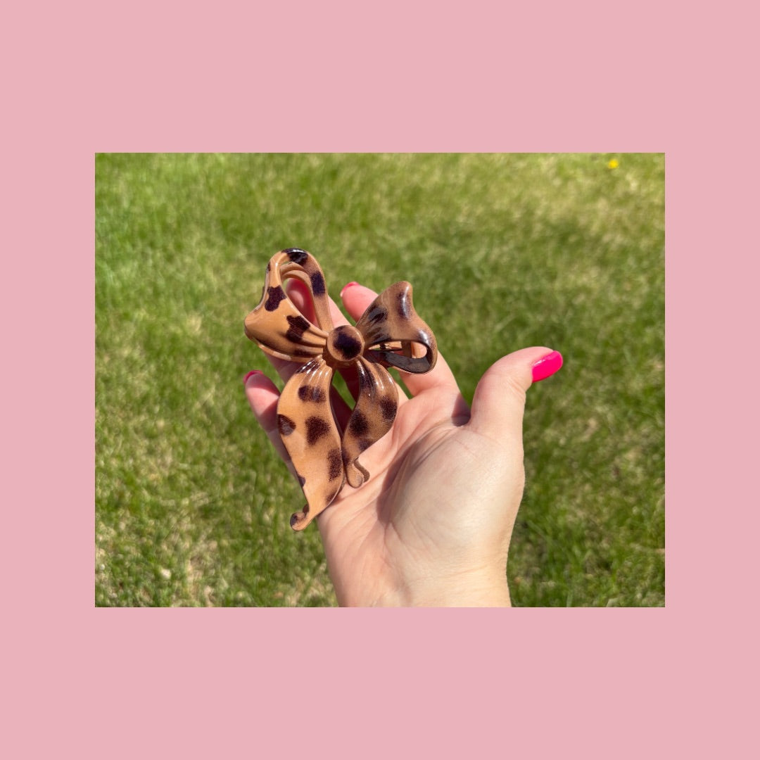 Matte Bow Ribbon Hair Claw Clips