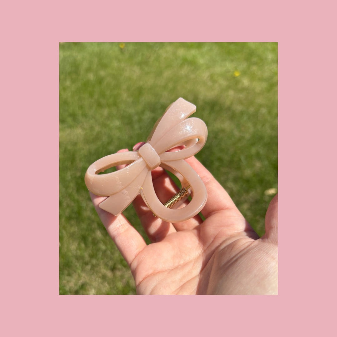 Matte Bow Ribbon Hair Claw Clips