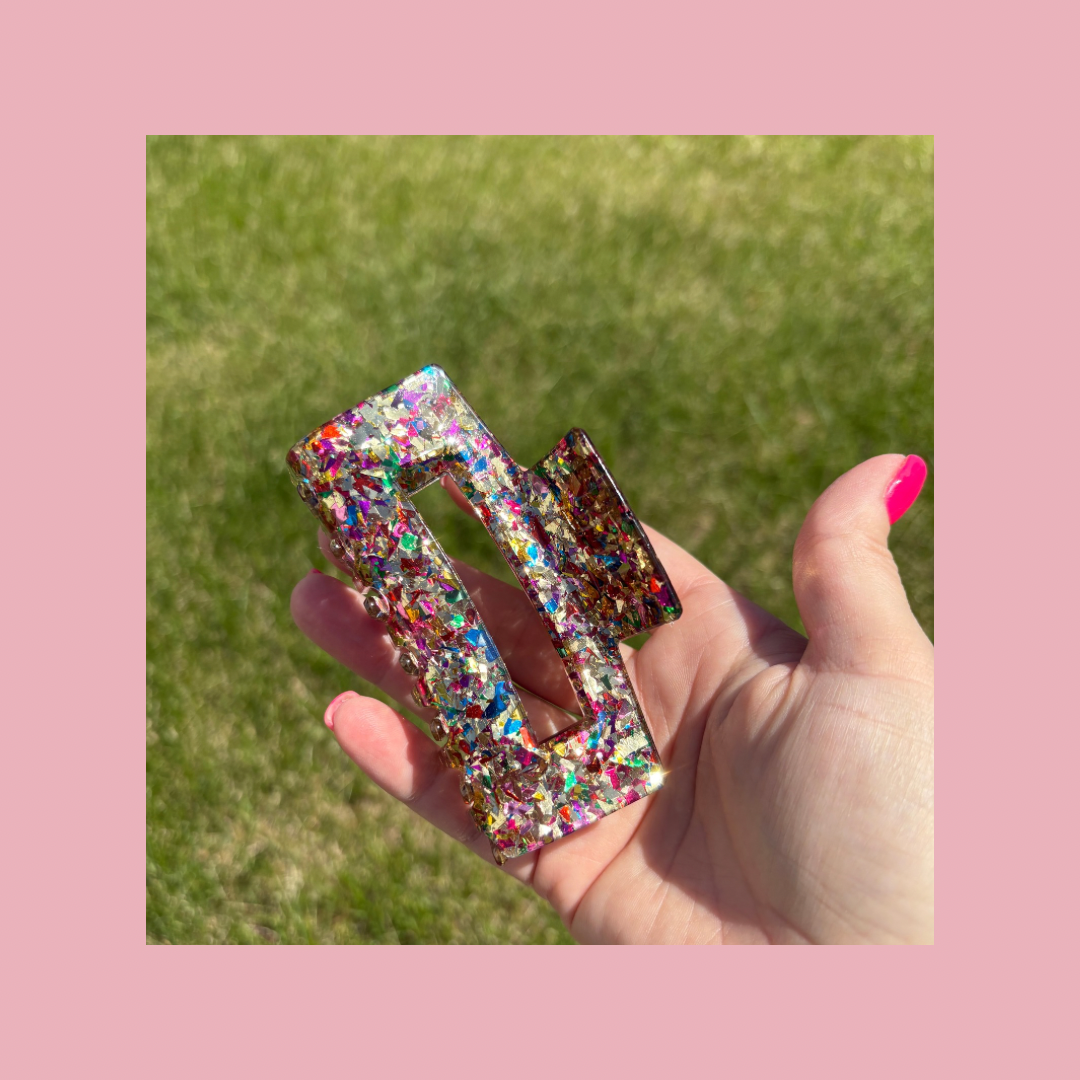 Glitter Rectangle Hair Claw Clips